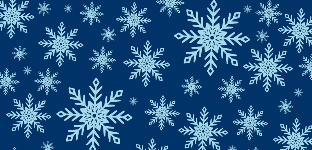 light blue snowflakes on a dark blue background